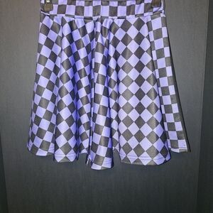 Vibrant Purple and Black Checkered Skater Skirt